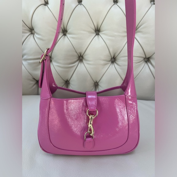 NEW GUCCI JACKIE SMALL SHOULDER BAG PINK LEATHER - Picture 5 of 11